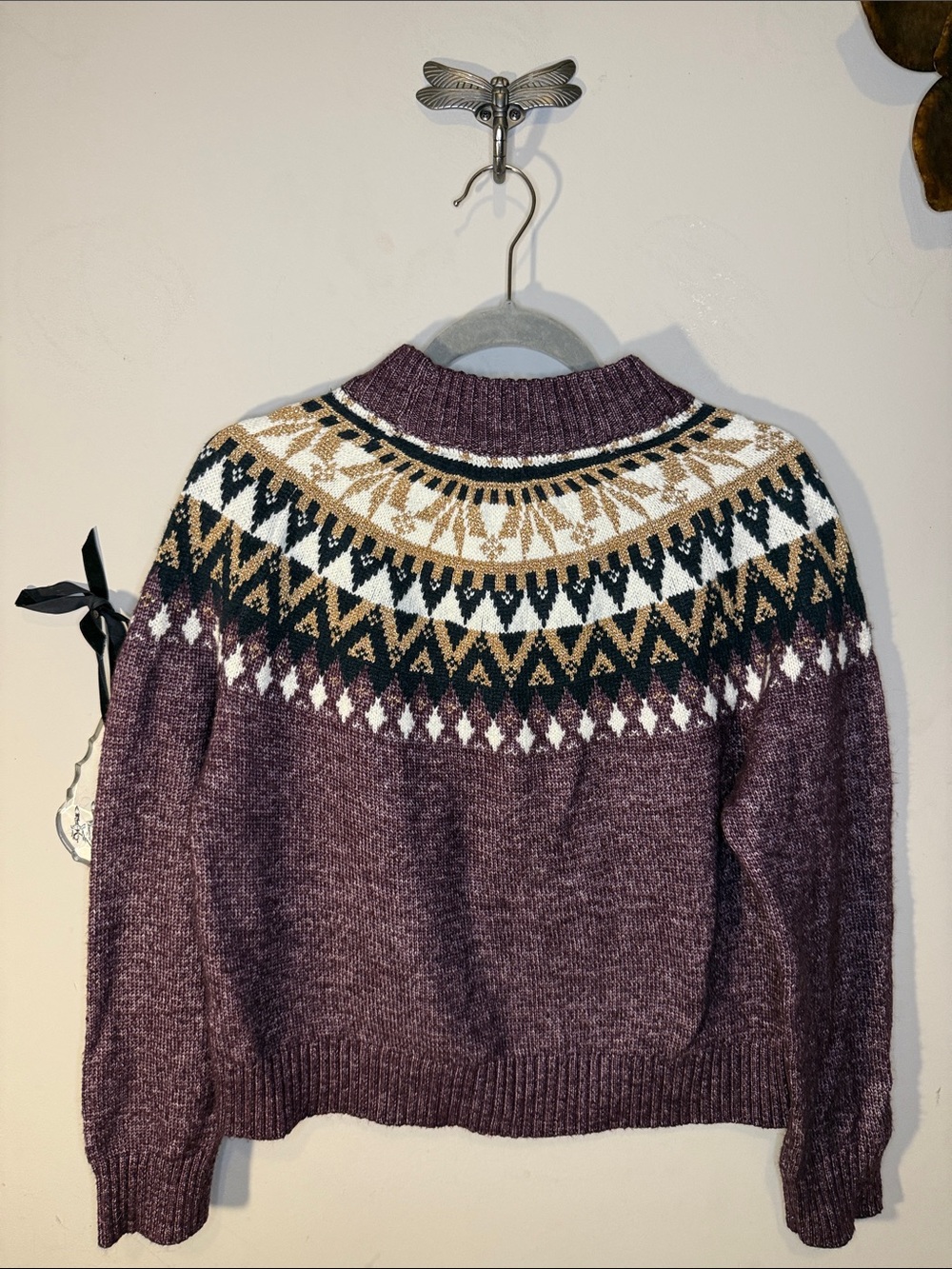 Tommy Hilfiger Plum Fair Isle Turtleneck Sweater measurements in pictures